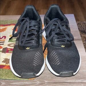 Adidas Black Mesh Sneakers with White Accents